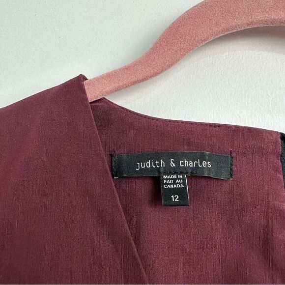 Judith & Charles Plum Sleeveless V-Neck Linen Blend Sheath Dress Sz 12 - Picture 3 of 13